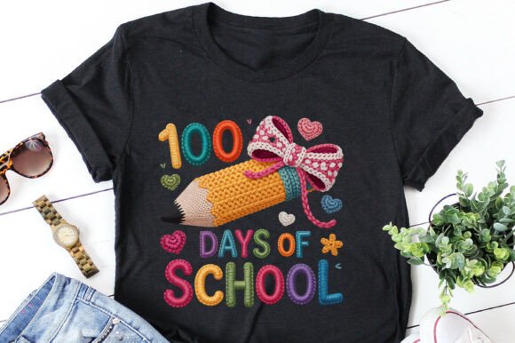 A Designer's Take on 100 Days of School Faux Yarn Graphics