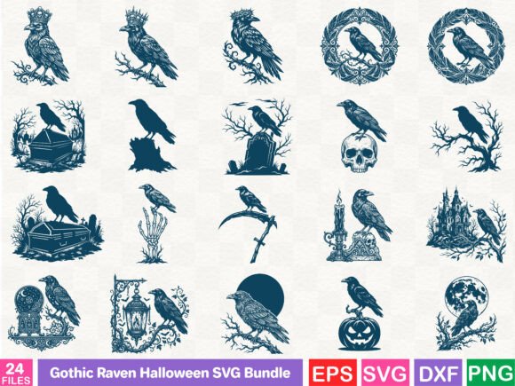 A Gothic Raven Halloween Design for Serious Embroidery Projects