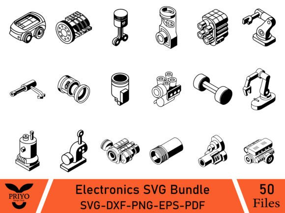 Industrial Machine Parts Icon Graphics for Industrial Brands