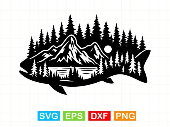Mountain Fish SVG Graphics for T-Shirt Designs and More