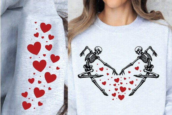 Skeleton Couple Heart Love Graphics for T-Shirt & Publishing Designs
