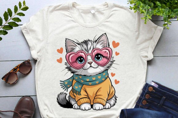 Valentine Whimsical Cat Graphics for Seasonal Content